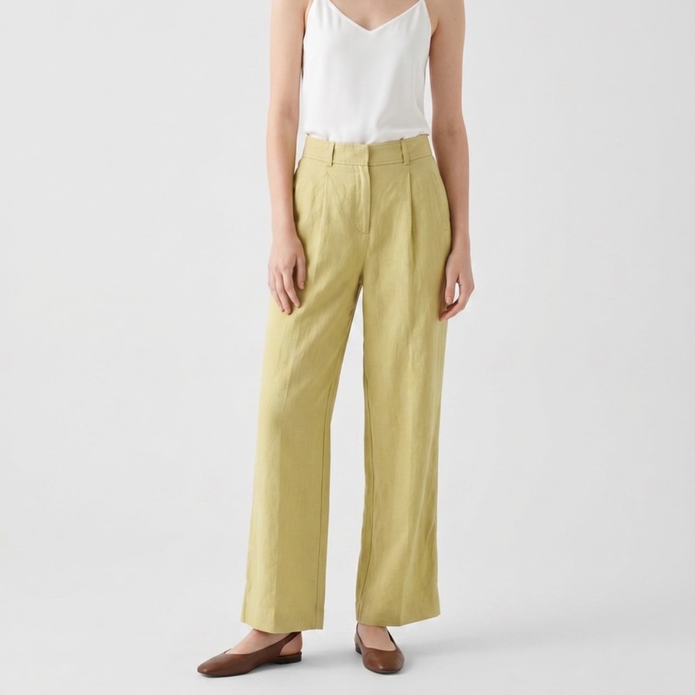 Everlane linen lime olive green loose fitting casual pants